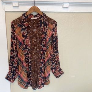 Soft Surroundings Patchwork Button Up Shirt